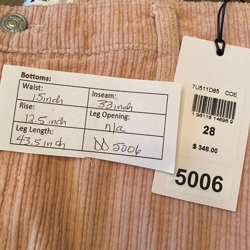 NWT 7 For All Mankind Corduroy Easy Trouser In Cameo Rose, size 28 - Picture 9 of 11